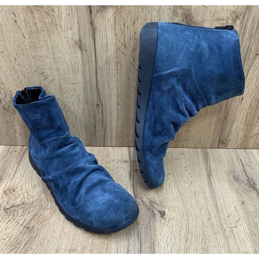The FLEXX Womens Suede Slouch Ankle Boots Navy Blue Comfort Shoes US 9